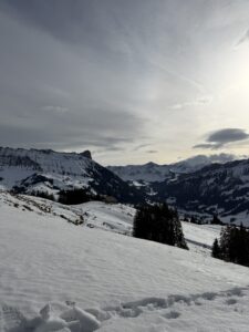 Winterliche Hügellandschaft unterhalb der Schrattenflue mit verschneiten Alpweiden