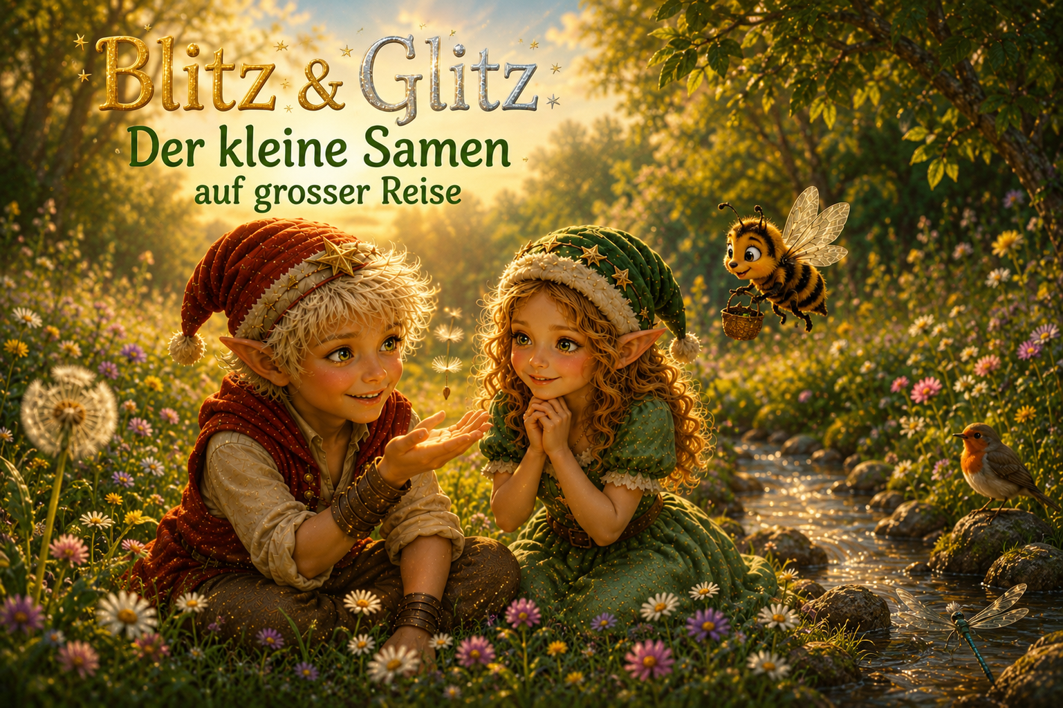Blitz und Glitz entdecken mit Mavi einen kleinen Samen, der seine grosse Reise durch die Natur beginnt.