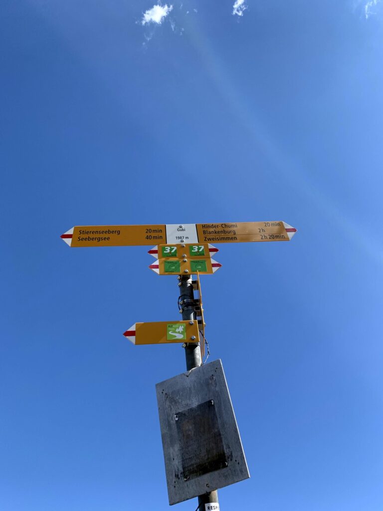 Wegweiser Gubi auf der Rundwanderung Seebergsee